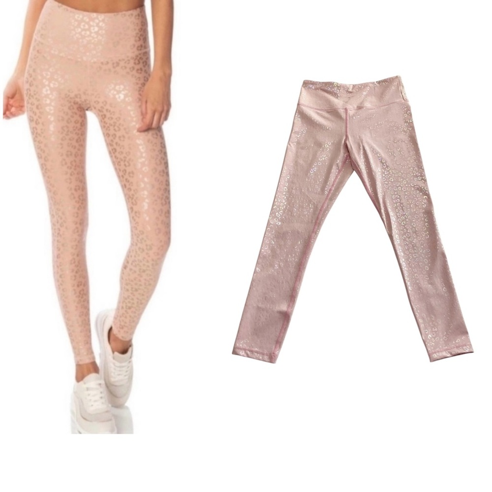 ZYIA Pink Leopard Unicorn Light n Tight Leggings Size 4 Shimmery Active Workout